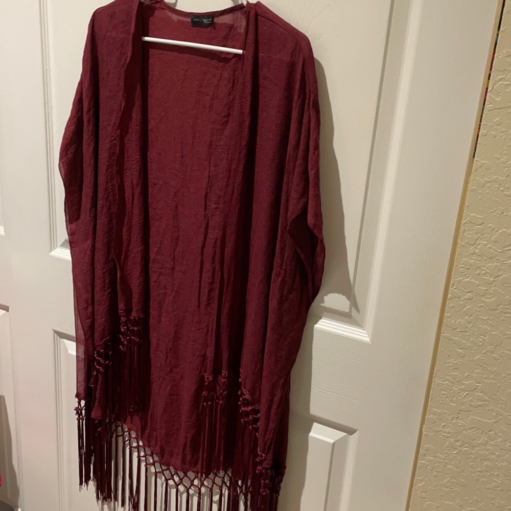 Maroon lightweight long shawl w arms